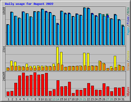 Daily usage for August 2022