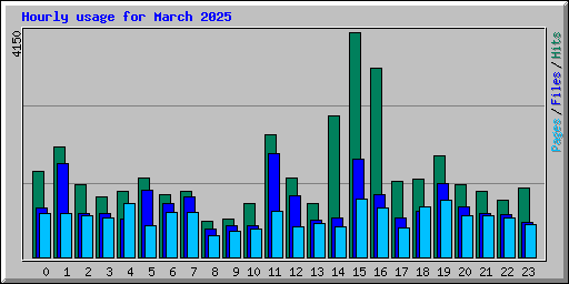 Hourly usage for March 2025